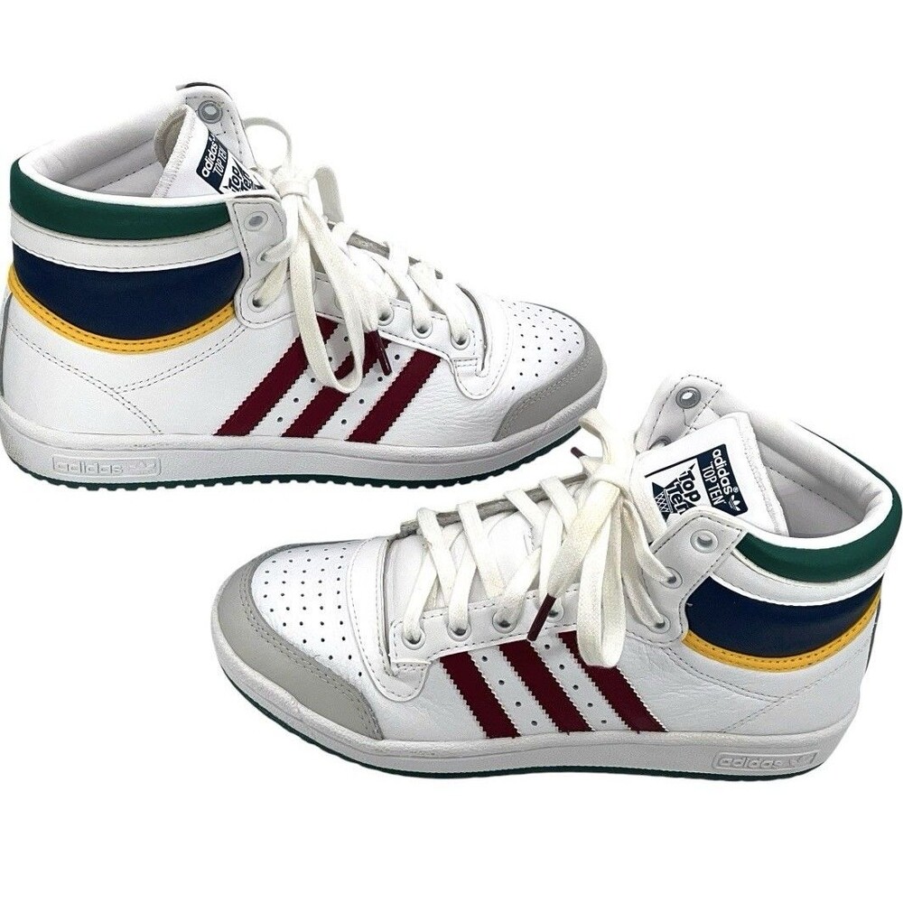 Adidas Top Ten Hi White Multicolor Leather Sneakers Women’s Size 7